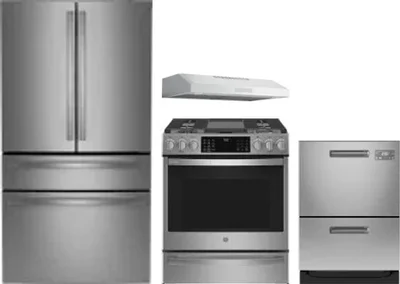 4 Piece Package Includes Refrigerator, Range, Hood And Dishwasher